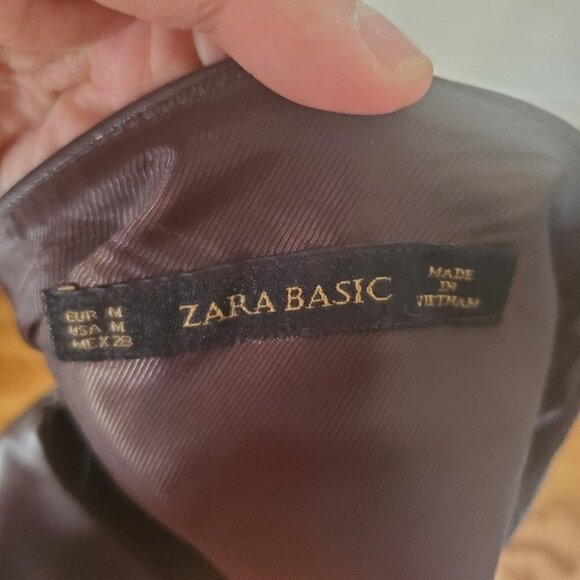 Zara Brown Faux Leather A Line Dress - Picture 7 of 7